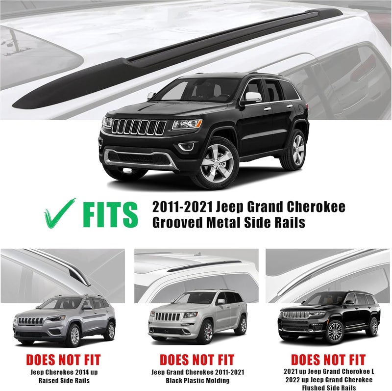 FLYCLE Roof Rack Cross Bars Compatible with 2011-2021 Grand Cherokee with Grooved Side Rails, Luggage Carrier CrossBars for Rooftop Cargo Luggage Kayak Bicycles Canoe with Grooved Side Rails - Image 2